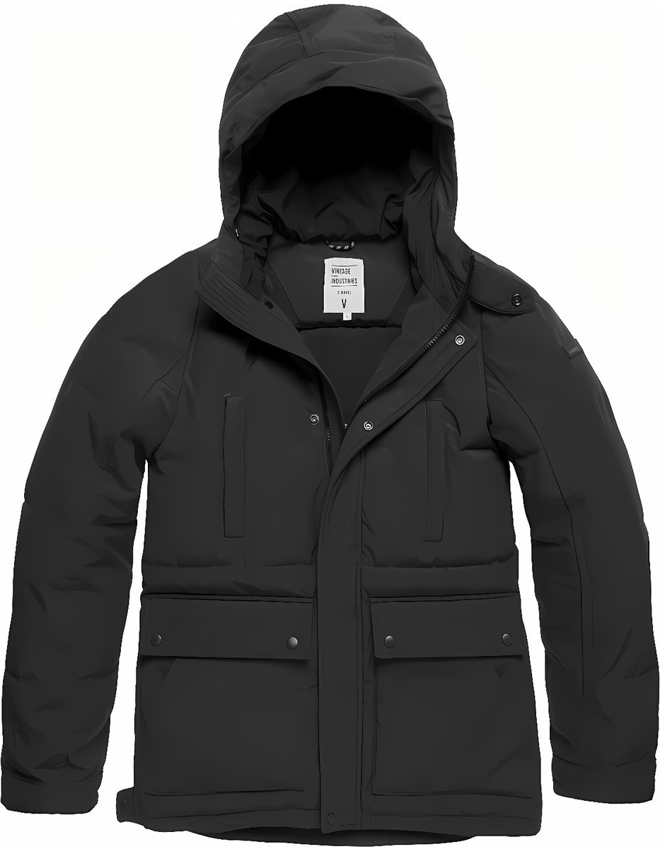 Vintage Industries Winterjas Milo Parka Zwart
