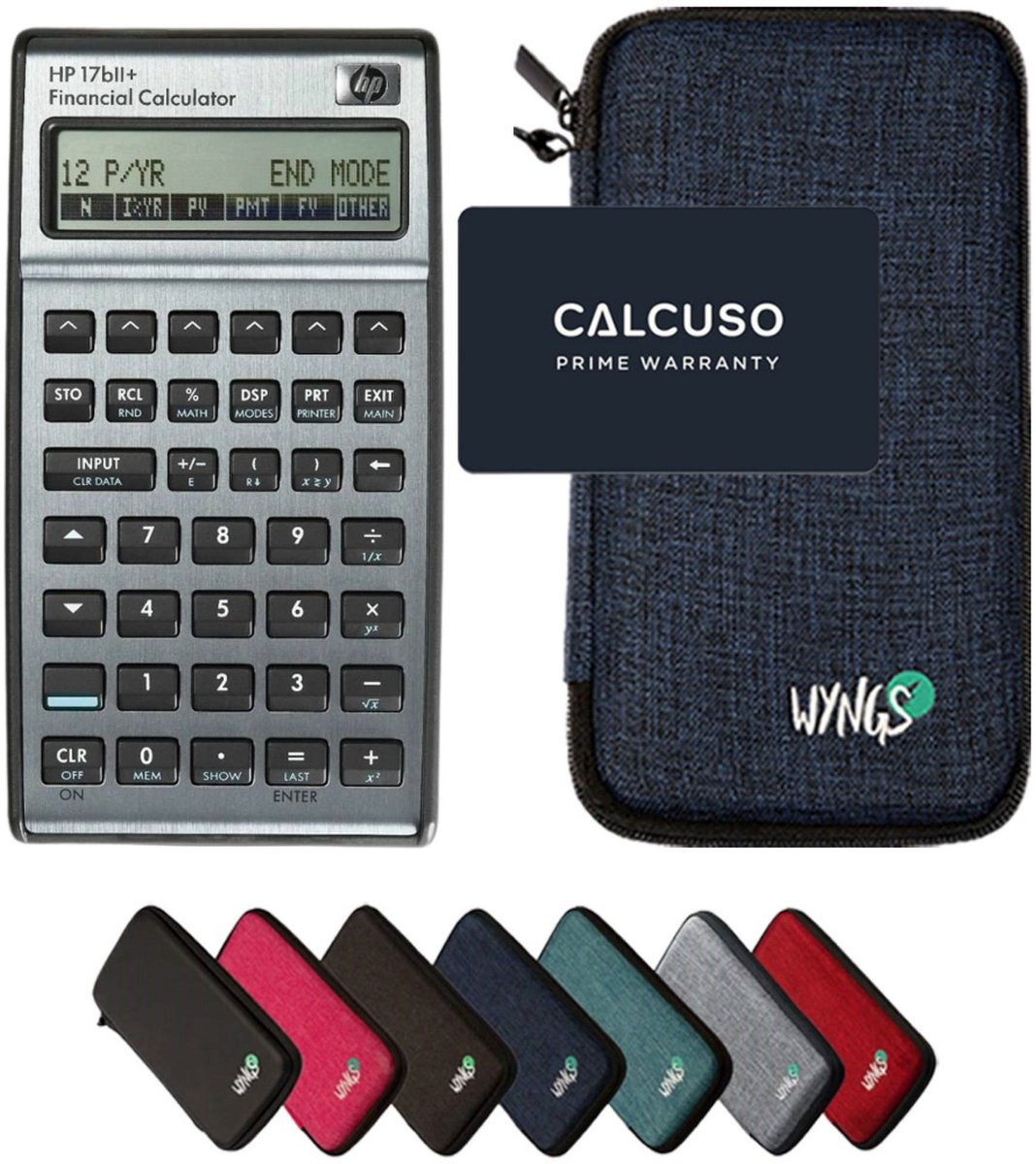 HP 17bll+ incl. WYNGS Beschermhoes Blauw - Financiële Rekenmachine - Basis Pakket