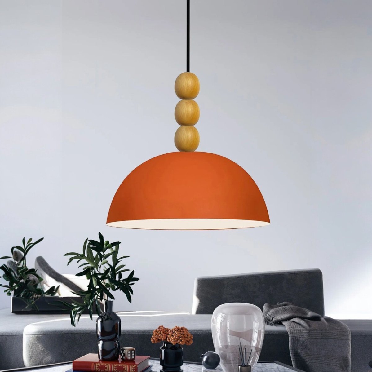 Bamyum Linate hanglamp, industriële Modern stijl, Ø26 cm, oranje metalen lamp