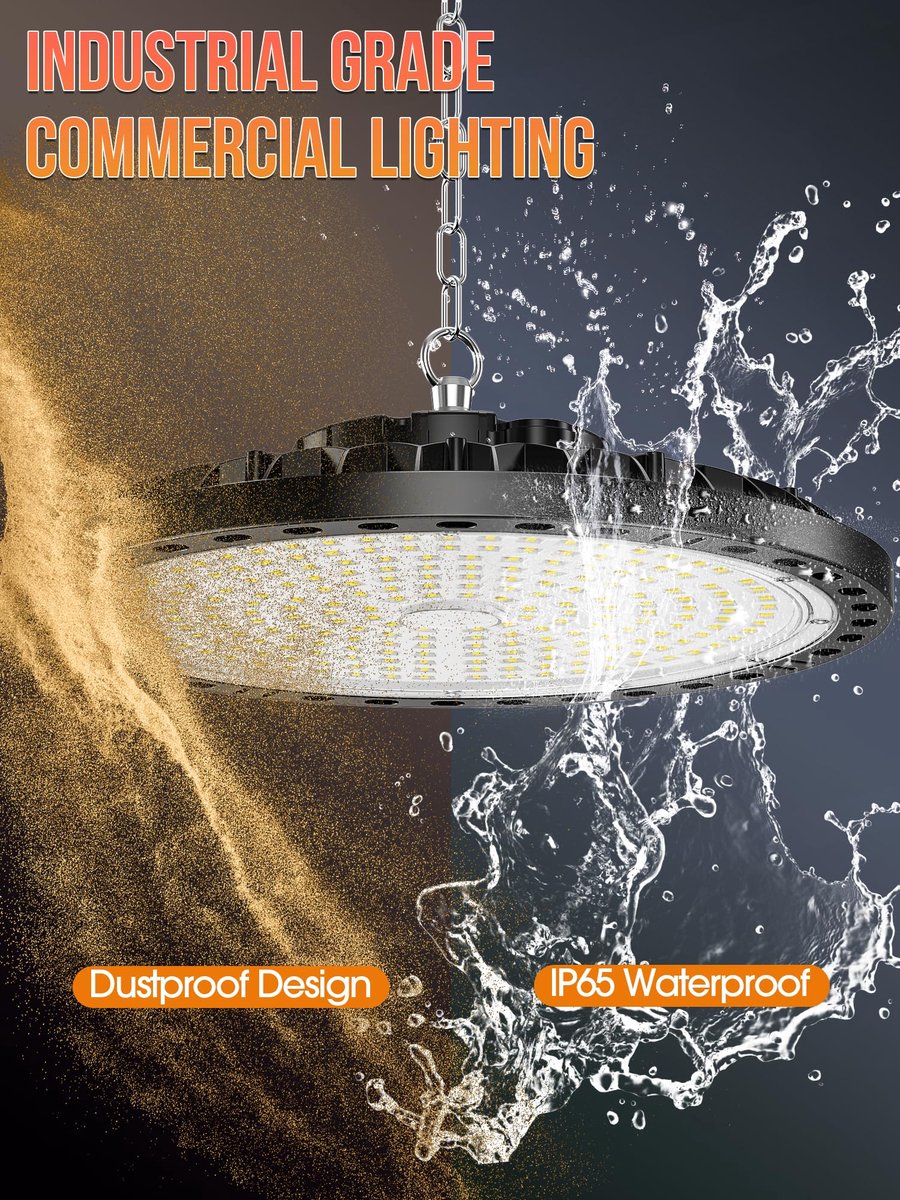 SnelShoppen - Led-verlichting garage 200 W, 20.000 lm, superhelder UFO lamp, IP65 waterdicht, koudwit 7000 K, plafondlamp voor werkplaats, magazijn, k