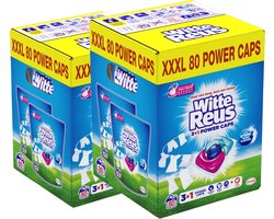Witte Reus Power Caps Wascapsules - 160 stuks - Wasmiddel Capsules - Voordeelverpakking - 2x80 wasbeurten - Krachtige 3-in-1 wasmiddelcapsules - Effectieve vlekverwijdering al vanaf 20°C