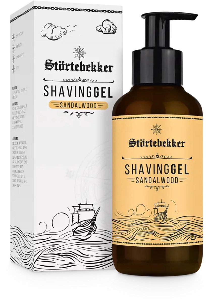 Störtebekker® Premium Scheergel Sandelhout - Transparant Scheergel voor Klassieke Scheerbeurt - 180ml Shaving Gel - Scheervoorbereiding met Sandelhoutgeur - Vermindert Scheerbrand met Aloë Vera & Panthenol
