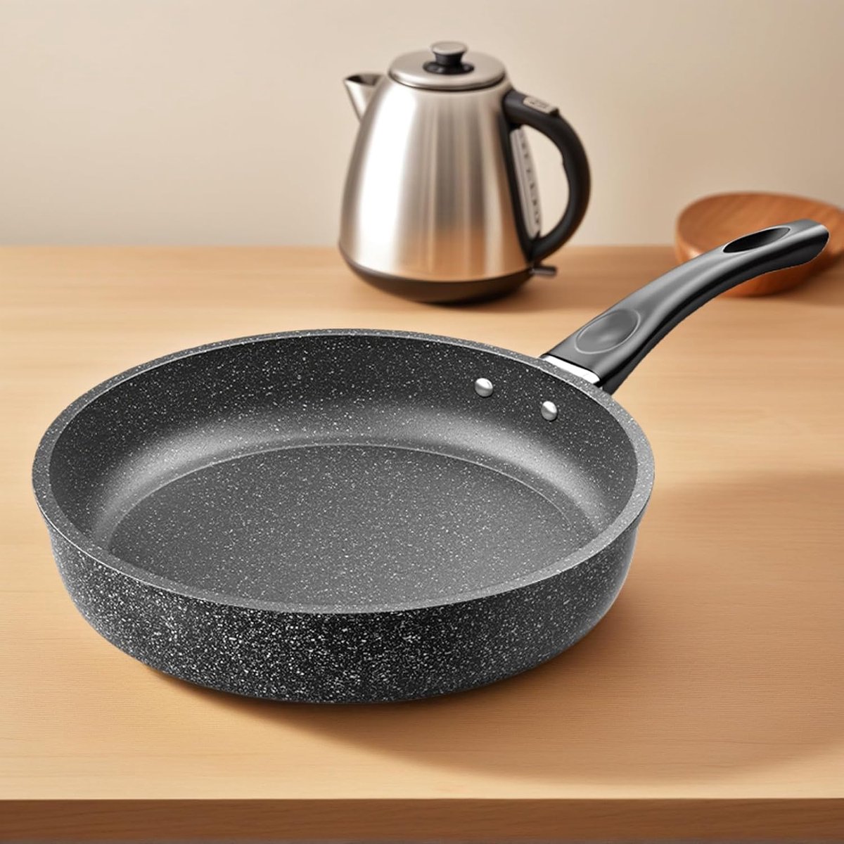 Antiaanbakpan - Koekenpan Keukenpan - Eten Bereiden - Gelijkmatige Warmteverdeling - 26 cm Diameter - Zwart