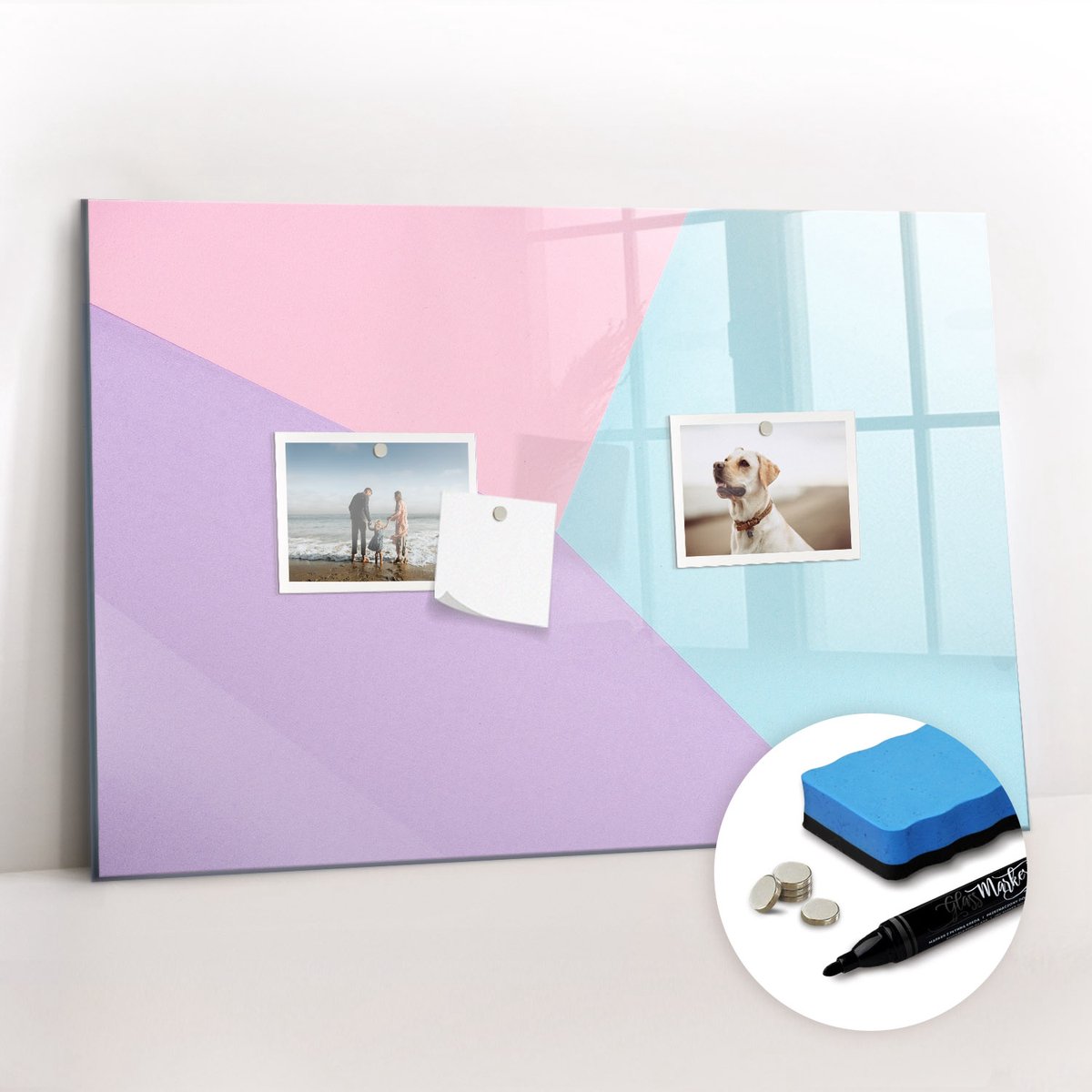 Tulup Whitebord - Pastel patroon - 60 x 40 cm - Veelkleurig Memobord Keuken - Gratis 5 Sterke Magneten + Whiteboard Marker & Wisser - Moderne Wanddecoratie - Magneetbord Keuken - Notitiebord Werkplek