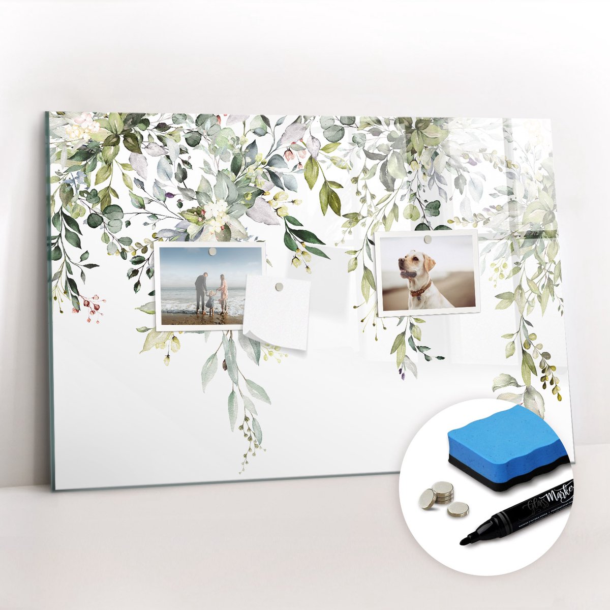 Tulup Whitebord - Bloeiende natuur - 60 x 40 cm - Groente Memobord Keuken - Gratis 5 Sterke Magneten + Whiteboard Marker & Wisser - Stylish Memo Board - Magneetbord Foto - Notitiebord Werkplek