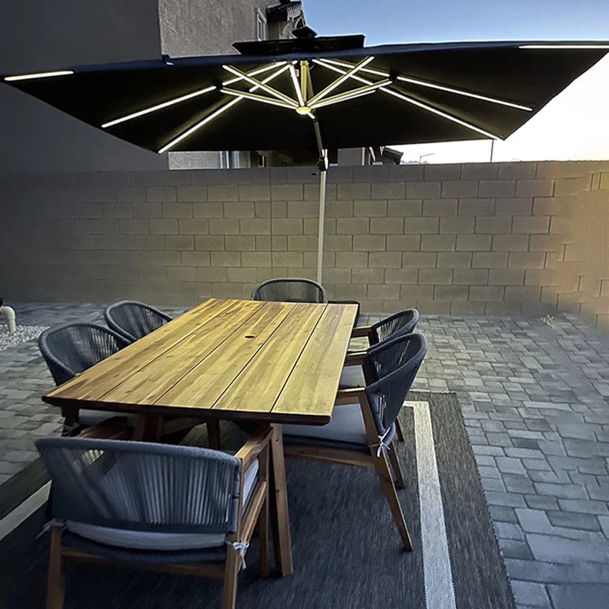 Purple Leaf Zweefparasol met ledverlichting 400x300 cm - Grijs