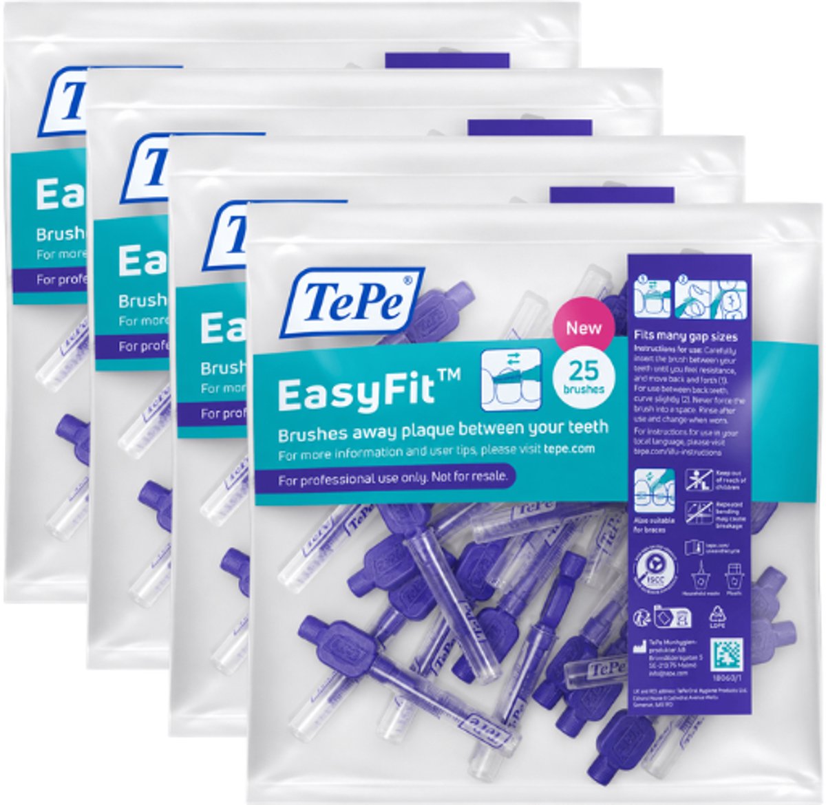 TePe EasyFit Interdentale Ragers Maat M/L Paars - 4 x 25 stuks