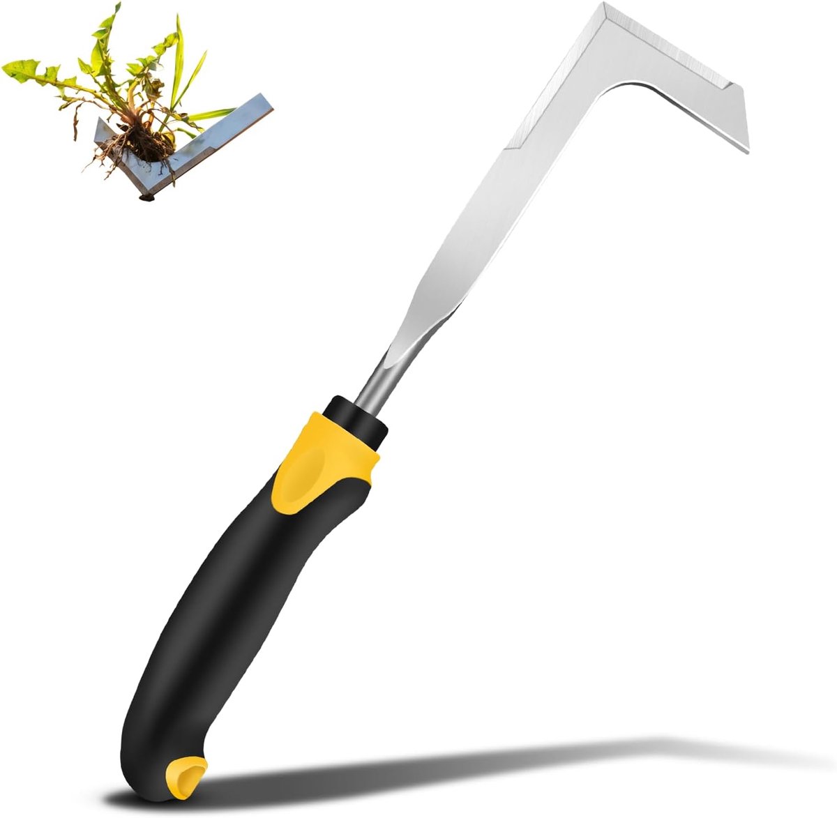 SnelShoppen - SWANSOFT Onkruidsteker, Onkruidverwijderaar, Metalen Weeding Tool, L-vormig Blad, Ergonomisch Ontwerp voor Tuin, Oprit en Stoep