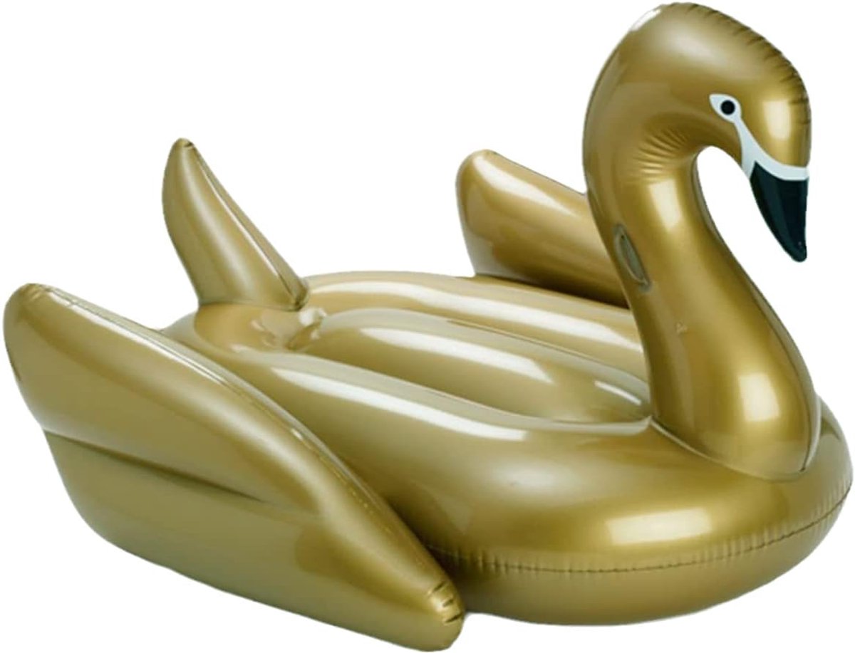 SnelShoppen - Opblaasbare Pijpblaas Zwanen LianShi Zwembad Opblaas Speelgoed (Goud) - Duurzaam PVC, 180x180x140 cm, Perfect voor Feesten en Zwembadple