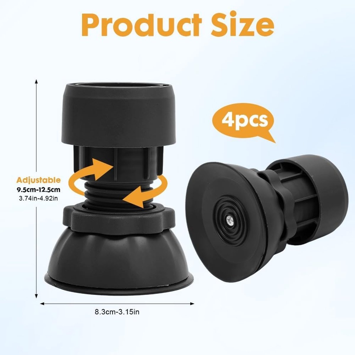Universele trillingsdemper voor wasmachines en drogers, verstelbaar van 10-12 cm, 4 stuks, voorkomt trillingen en geluid, ideaal voor stabiliteit en bescherming