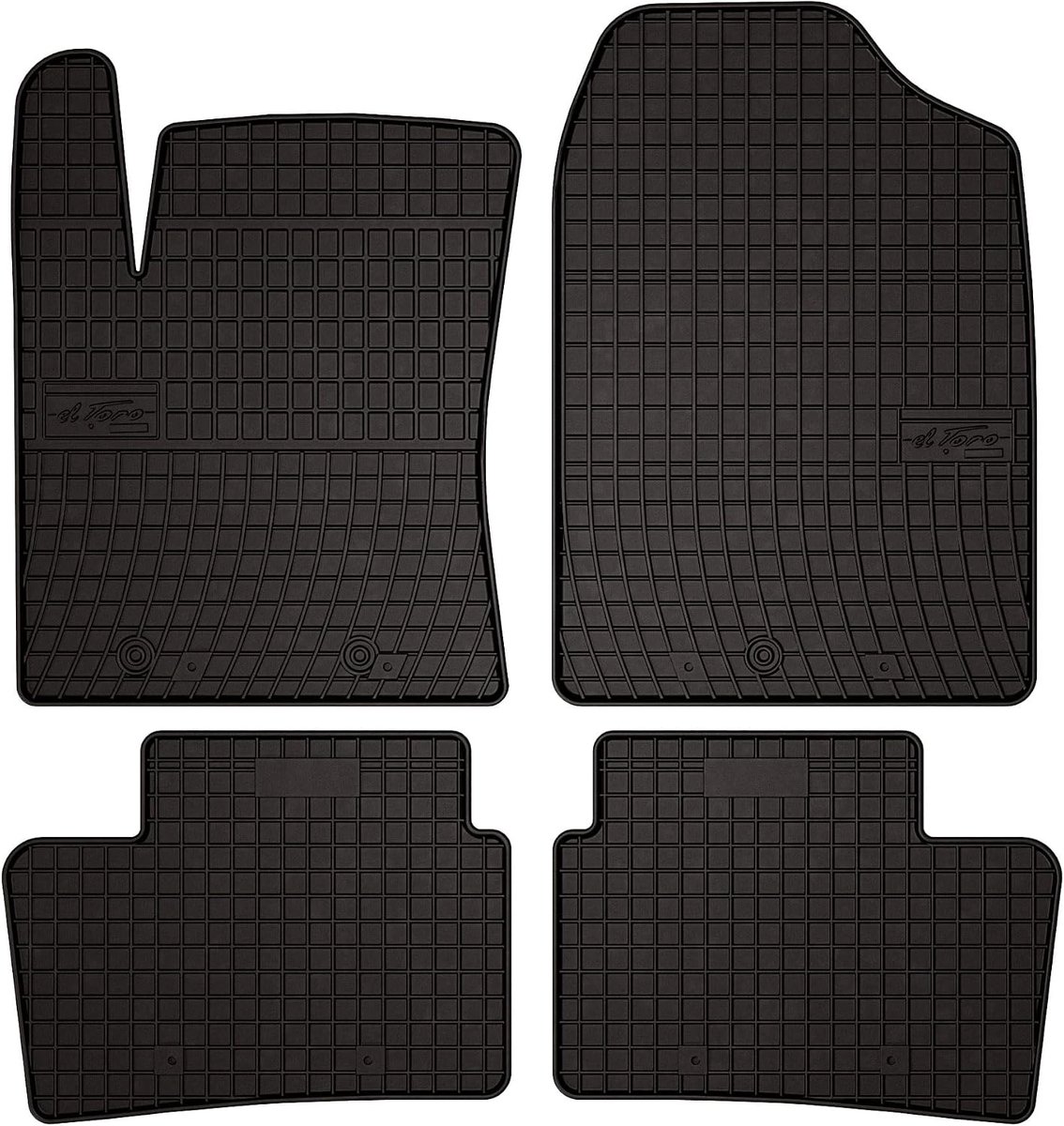 SnelShoppen - Premium Rubber Vloermatten Set voor Hyundai i10 II (2013-2019) - Precisie Pasvorm, Antislip, 4 Stuks, Zwart, Perfect voor Auto Beschermi