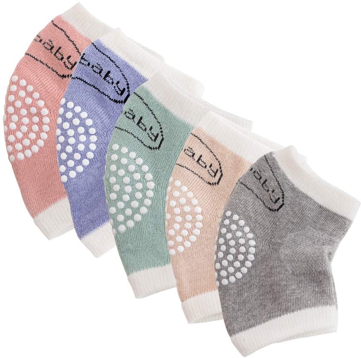 SnelShoppen - Kniebeschermers Baby Kruipen, Antislip Kruiphulp voor Baby's, Uniseks Katoen, Multicolor, Maat S, Ideaal voor Binnen en Buiten