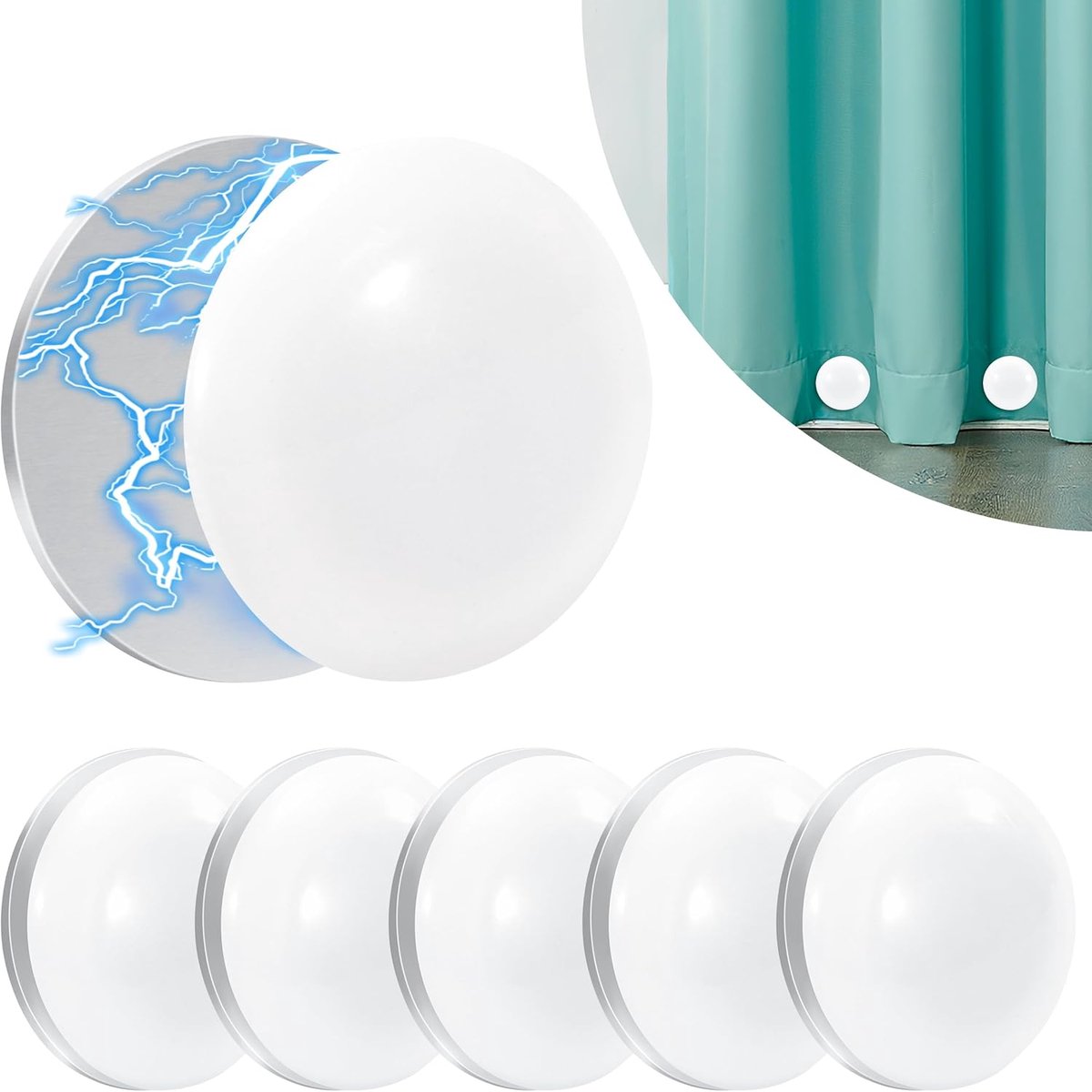 Heveer Magnetische gewichten voor gordijnen, rond, magnetisch, rond, voor gordijnen, magneten voor douchegordijnen - ShopVlot