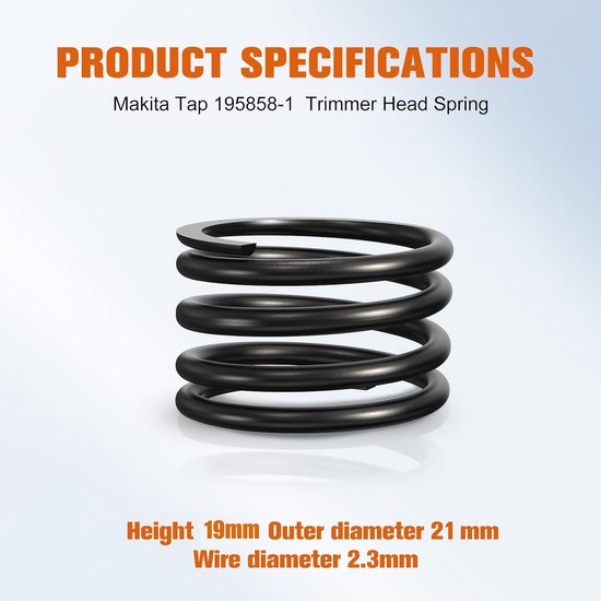 Reserveveer drukveer voor Makita DUR181 - DUR181Z DUR181RF grastrimmer, 19 mm hoog, 21 mm breed, 2 stuks — afbeelding 2