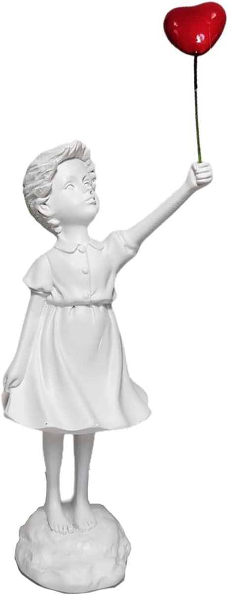 Figuur Sculptuur, Ballonmeisje-standbeeld, Decoratie Woonkamer, Home Store Decoratie, Moderne Abstracte Kunst Sculpturen Decoratie, Kantoordecoraties, Polyresin, Cadeau (Wit)