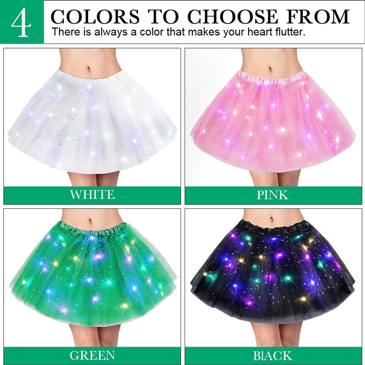 Rokken voor Dames LED Light Up, Tutu Rokken Pailletten Sterren Elastisch, Tutu Volwassen Tiener Rok Ballet Dans Festival Outfit Halloween Feestkostuum