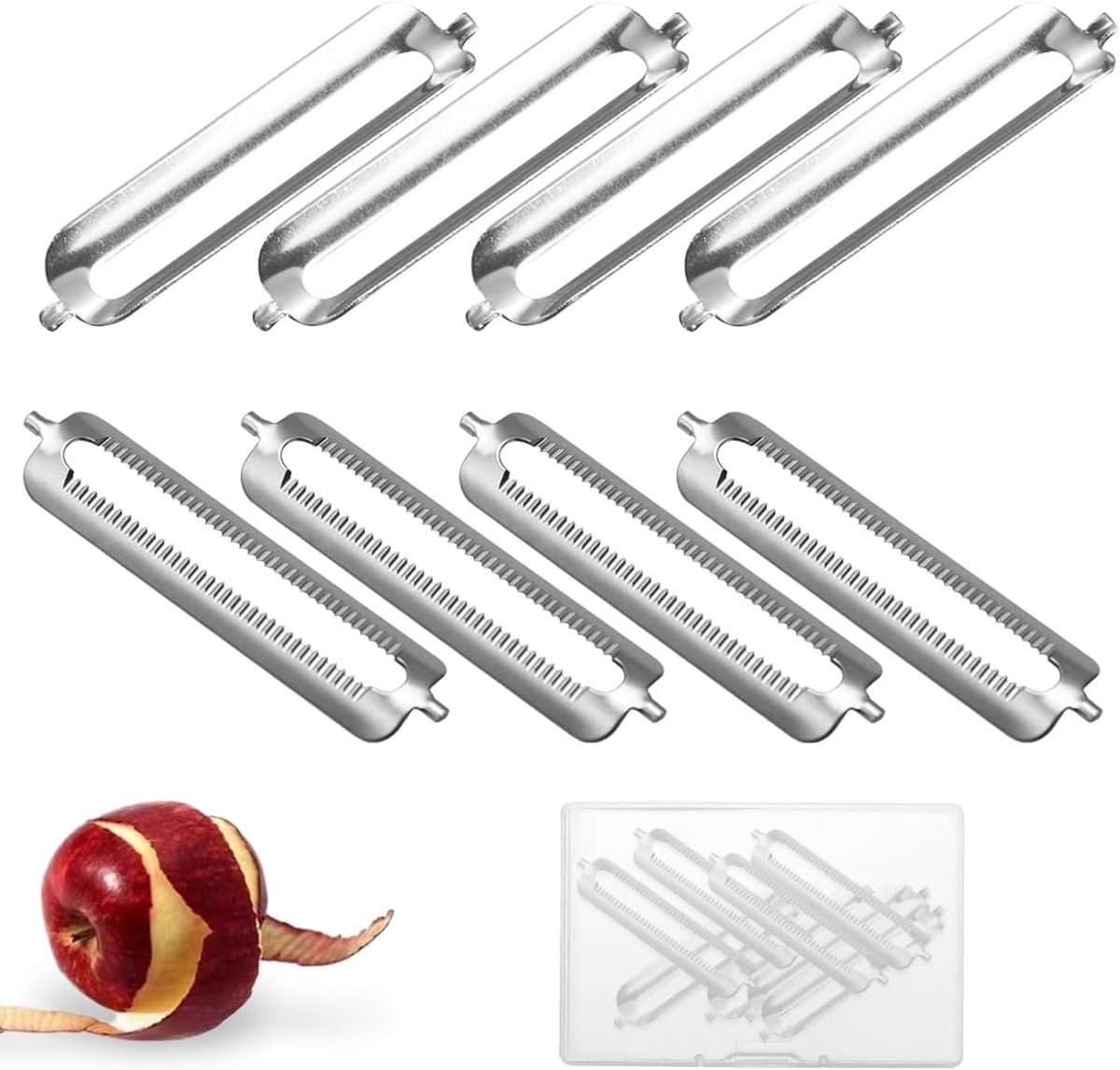 8 stuks dunschiller Tupper, dunschiller voor Tupperware, reservemessen aspergeschiller, reservemesjes, beste Blade Den, lemmet, kreefschiller messen, sinaasappelschiller