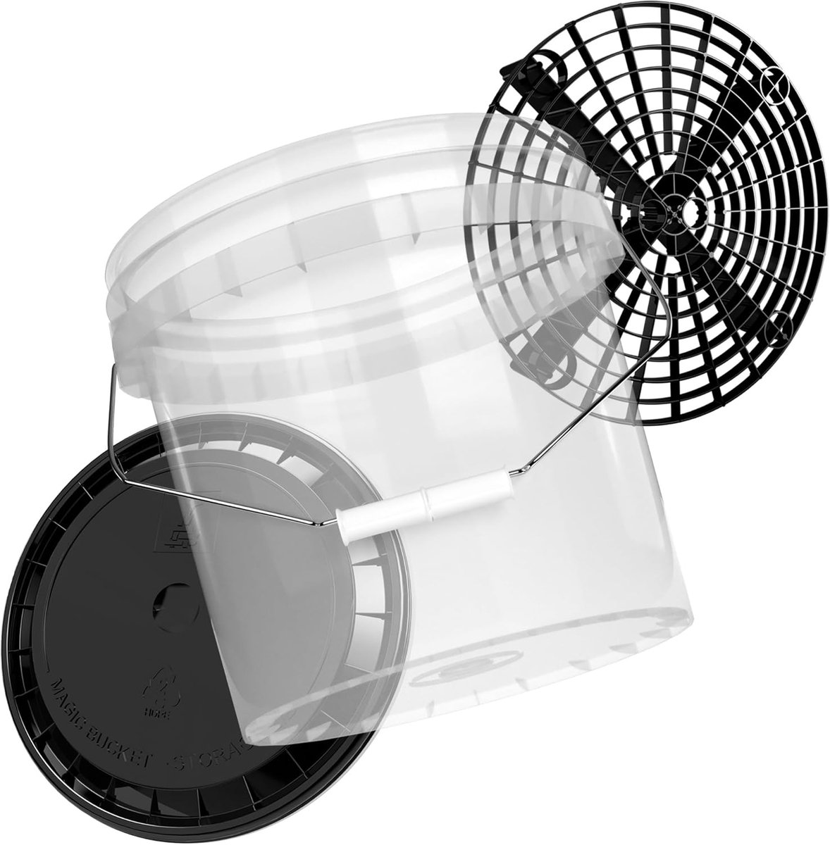 SnelShoppen - Auto Wasemmer Set met Zeef en Deksel | Magische Emmer 13L Transparant met Rooster voor Vuilfiltering | Auto Schoonmaak Emmer | Autowas E