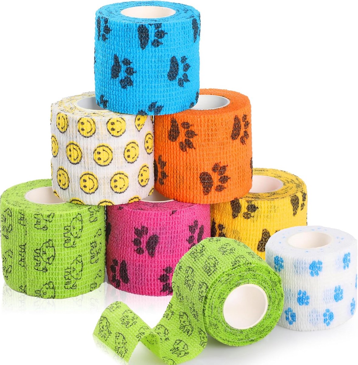 7 rollen zelfklevend verband hond vet wrap huisdier zelfklevend verband 5 cm x 4,5 m, zelfklevend verband, cohesive hechtbandage elastisch verband fixeerverband voor kat hond paard vingers
