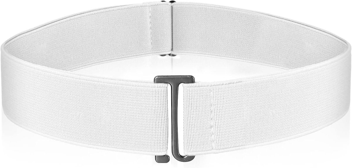Riemen, stretchriem, verstelbare elastische riem met platte gesp, tailleriemen voor jeansbroek en jurken, Wit, 52-100cm/20.47-39.3in