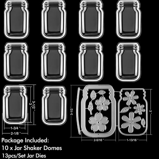 100 stuks doorzichtige plastic potten en 13 bloemensnijmatrijzen voor het maken van kaarten, koepels, shakers, transparante kunststof ramen voor het schudden van matrijzen — afbeelding 4