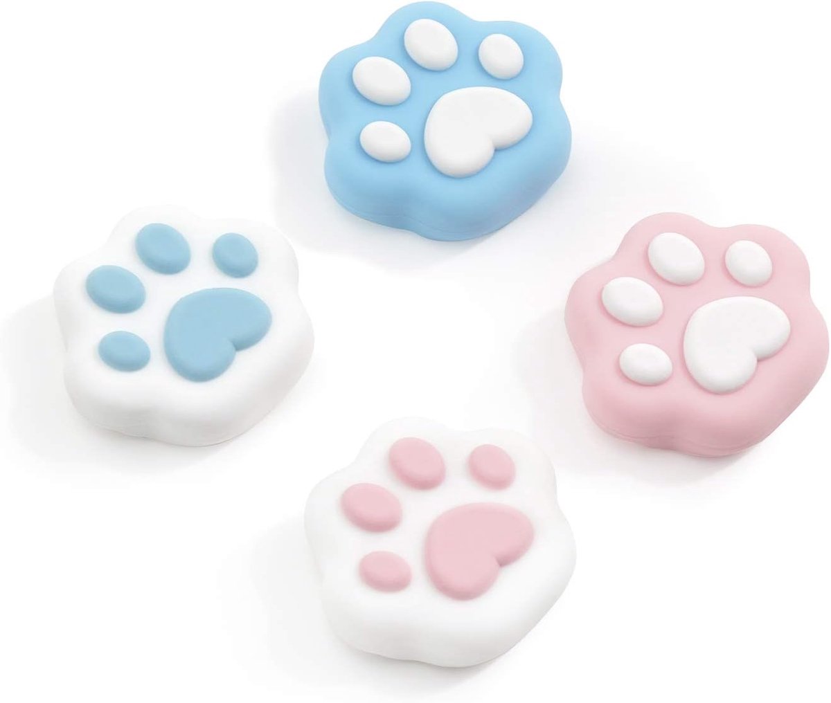 Cat Paw Thumb Grip Caps, compatibel met Switch & Switch Lite, 4PCS Jelly Roze Blauw Zachte Siliconen Joystick Covers [videogame]