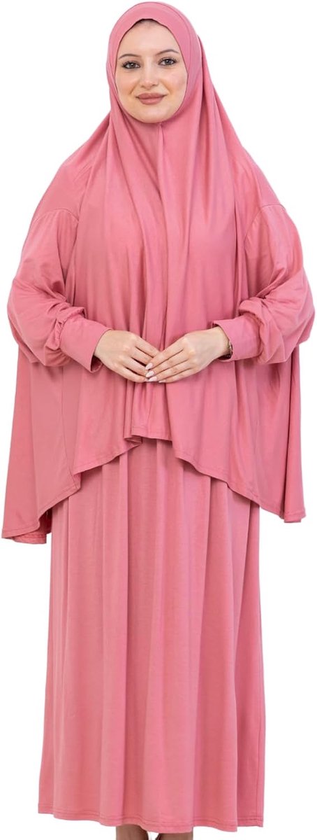 Islamitische Abaya Hijab-set, lange Turkse katoenen gebedsuitrusting, islamitische kleding voor Ramadan