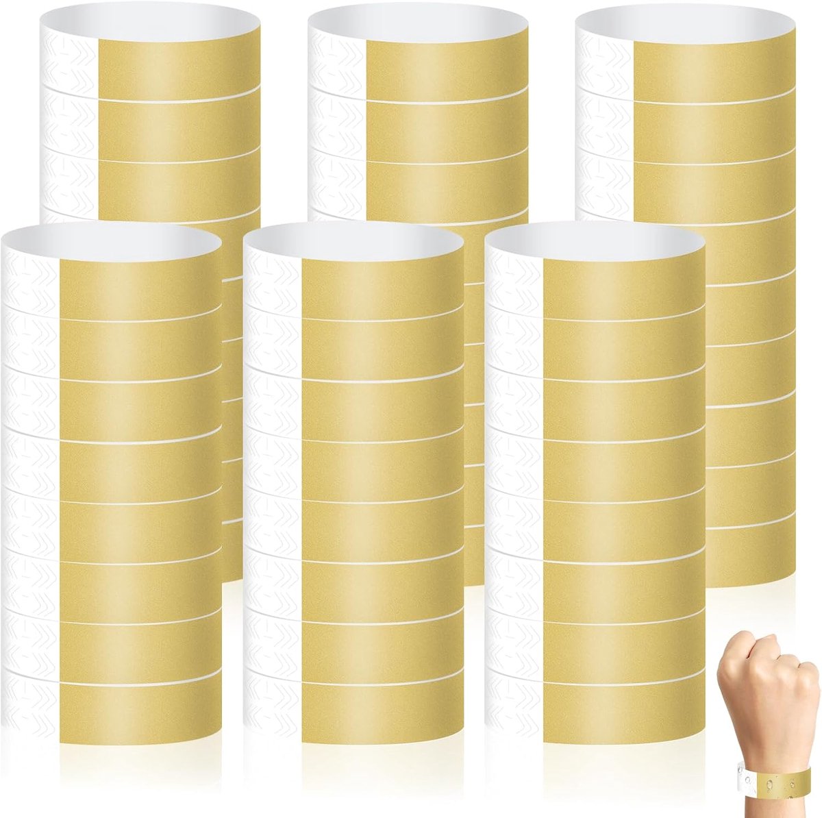 400 stuks toegangspasjes, papieren toegangspasjes, waterdichte veiligheidspasjes, controlepasjes voor evenementen, feesten,Entrance polsbanden (goud) | Waterdichte identificatieban