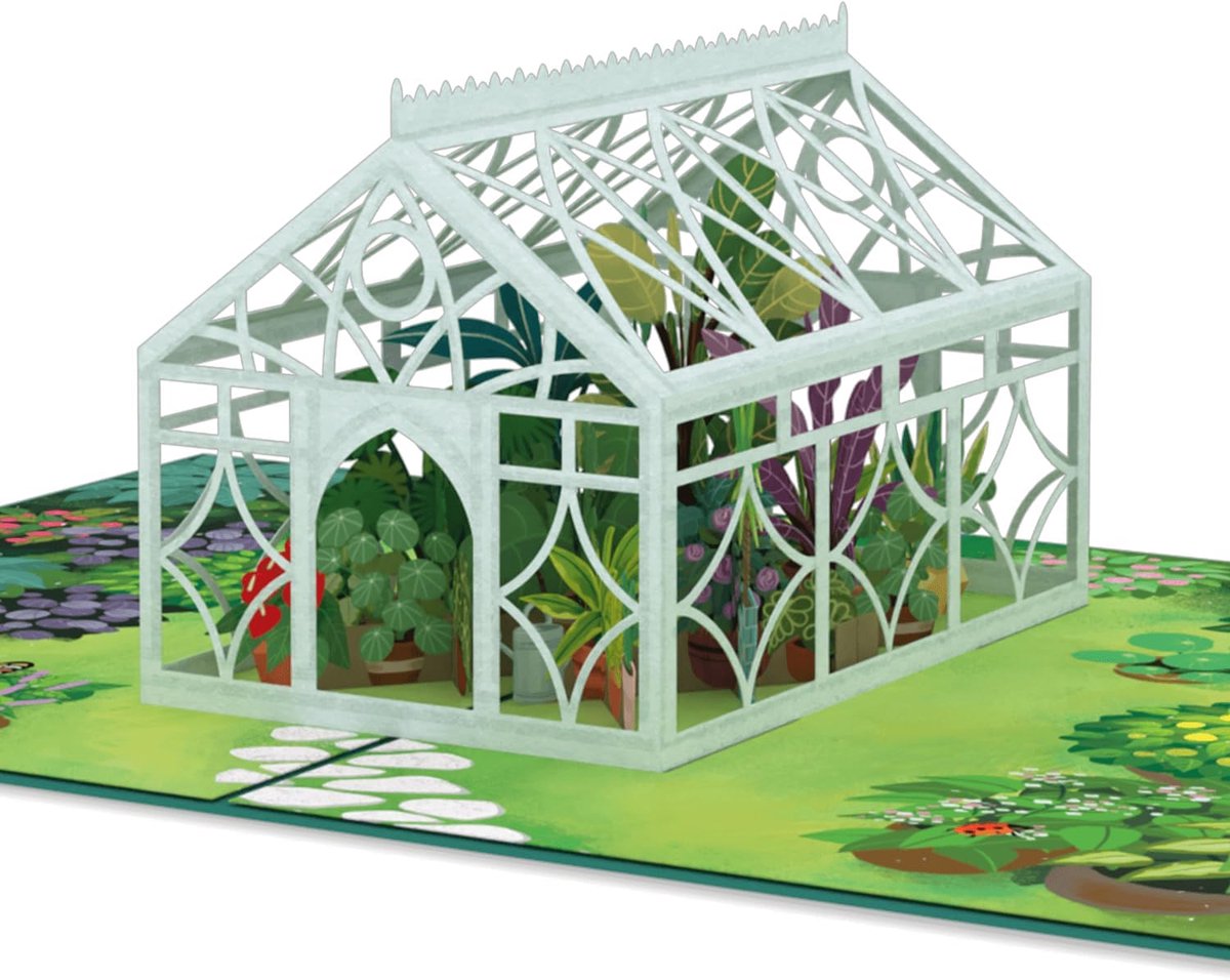 papercrush® Szklarnia pop-up, 3D verjaardagskaart met tuinthema, kaart voor Moederdag voor mama, geldgeschenk voor tuin en tuinwerk, wenskaart voor vrouw, man, vriendin