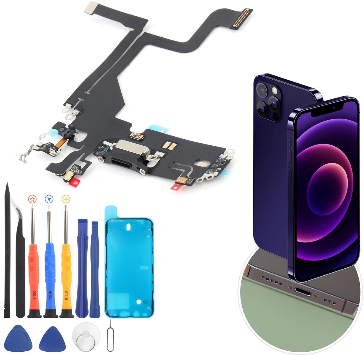 Oplaadaansluiting compatibel met iPhone 13 Pro USB dock connector voor iPhone 13 Pro flexibele kabel oplaadpoort oplaadbus vervanging