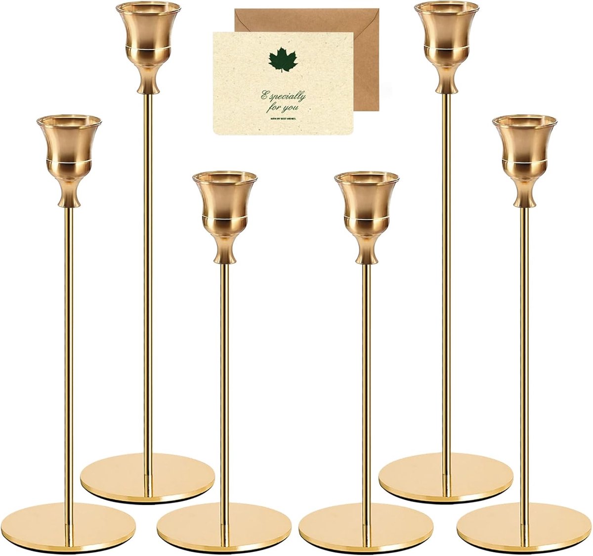 Kaarshouder 6 Set,Metalen Kandelaars,decoratieve kandelaar,bruiloftskandelaar,kegel kandelaar,voor feest bruiloftstafel verjaardag diner wooncultuur Kerstmis