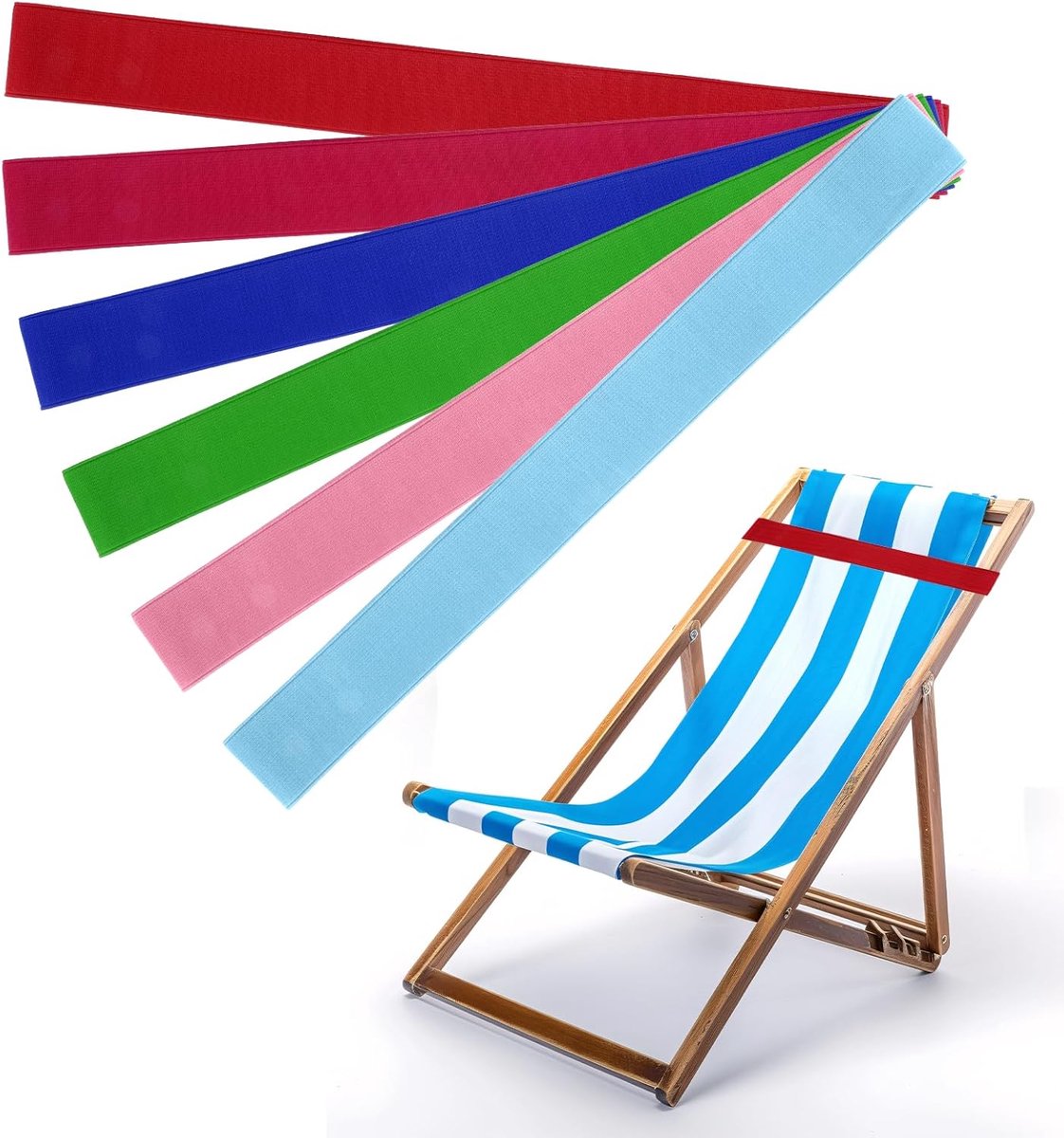6 rekbare strandhanddoekbanden, brede strandhanddoekhouder, kleurrijke cruise-handdoek, strandstoelband, strandaccessoires