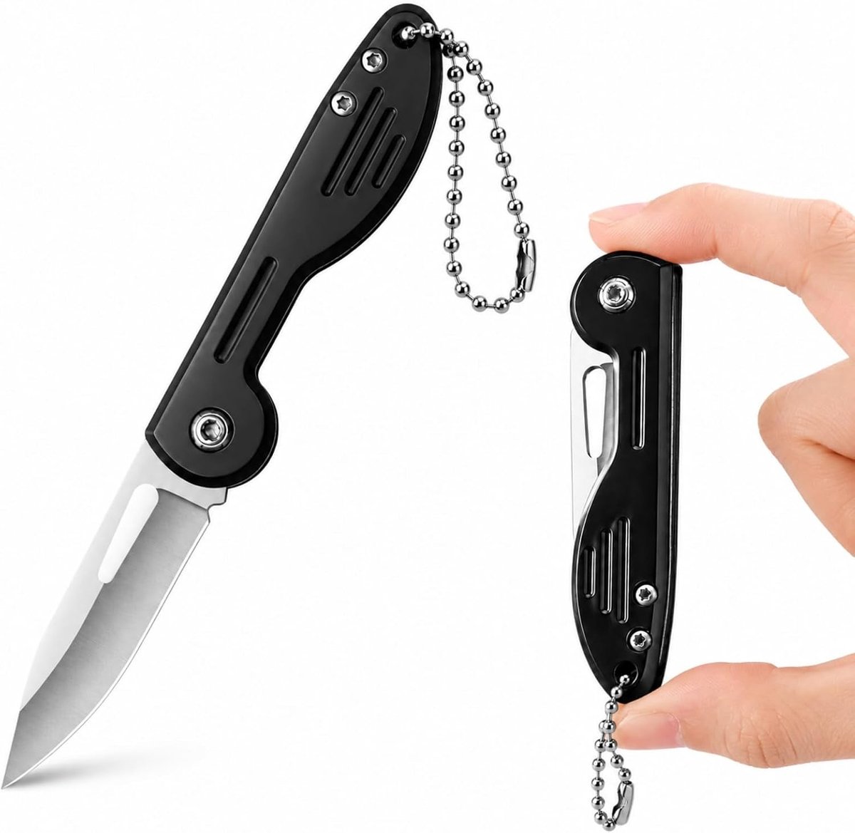 Titan Mini Zakmes, Ultracompact EDC Sleutelhanger Mes, Lichtgewicht Opvouwbaar Zakmes met Aluminium Handgreep, Voor Camping, Wandelen, Outdoor en Dagelijks Gebruik