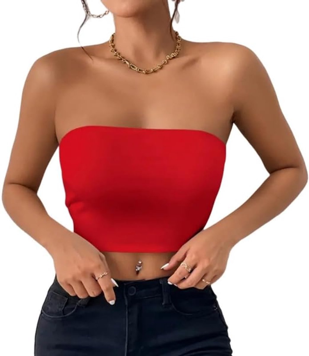 Top voor Vrouwen Zomer Strapless Crop Tops Sexy Mouwloze Bandeau Vest Topjes Zonder Vulling Dames Basic Rekbaar Slank Passend Rugloze Y2K Top Casual Uitgaansoutfit
