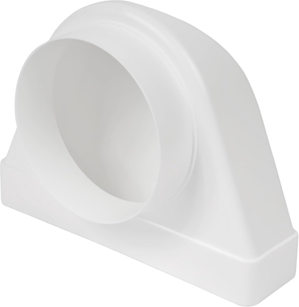 Systems 220 x 55 mm tot Ø125 mm 90° hoekadapter – Witte kunststof buisverbinder rechthoekig naar rond – Hittebestendig, luchtdichte overgang voor keuken, badkamer, ventilatiesystemen