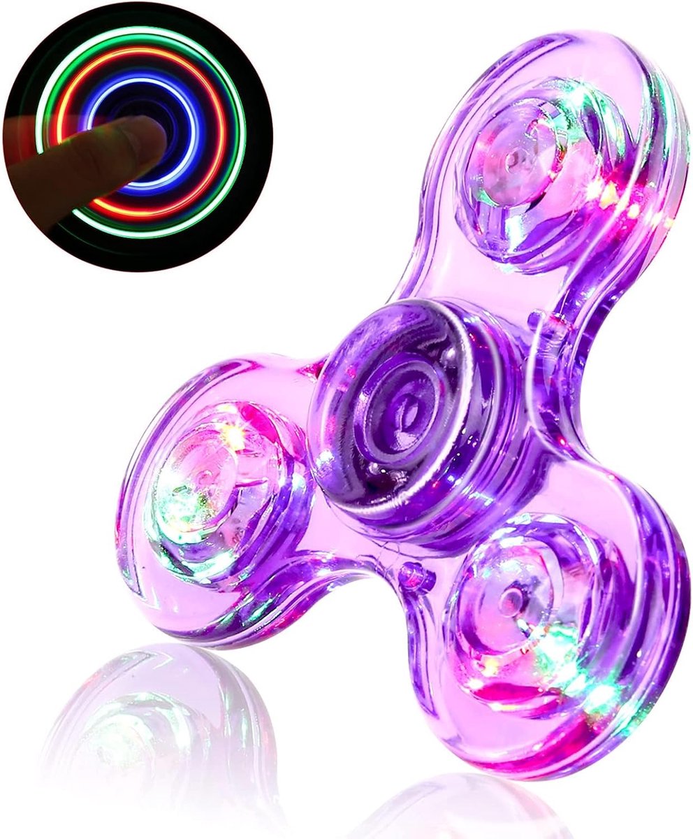 Fidget spinner, lichtgevend fidget-speelgoed voor kinderen, led, kristal, fidget-vingerspeelgoed, hand, fidget spinner, speelgoed (paars)