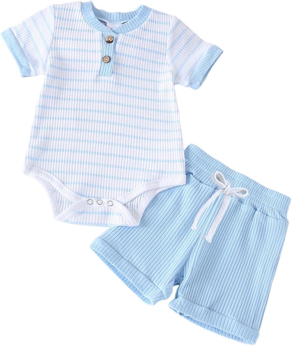 baby jongens kleding geribbeld gestreept lange mouwen top en broek sets herfst winter kleding outfits 0-18 maanden