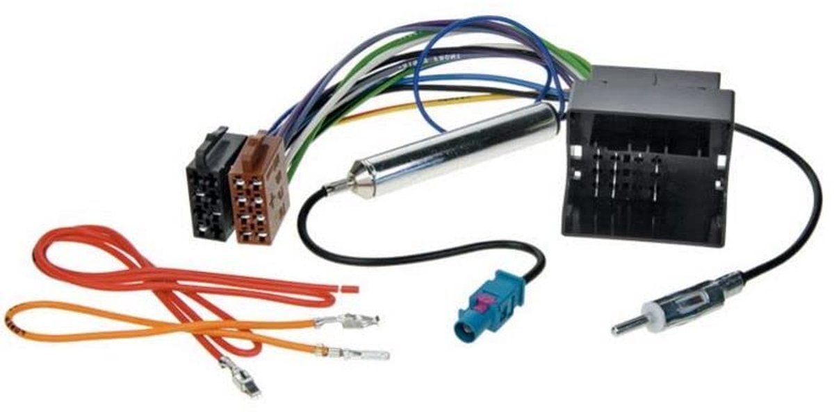 A413 - radioadapterset Quadlock naar ISO + antenne-adapter Fakra naar DIN compatibel met Opel Agila Corsa Astra vanaf 2003 fantoomvoeding auto-radio adapterkabel stekker