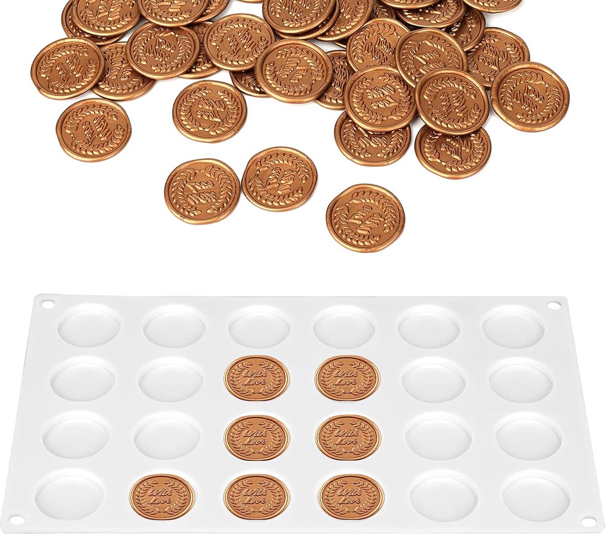 Pad voor Lakzegel Stempel, Platte Ronde Schijf Siliconen Mallade voor Zelfklevende Waxing Epoxy UV-Hars Doe-Het-Zelf Ambacht (Wit)