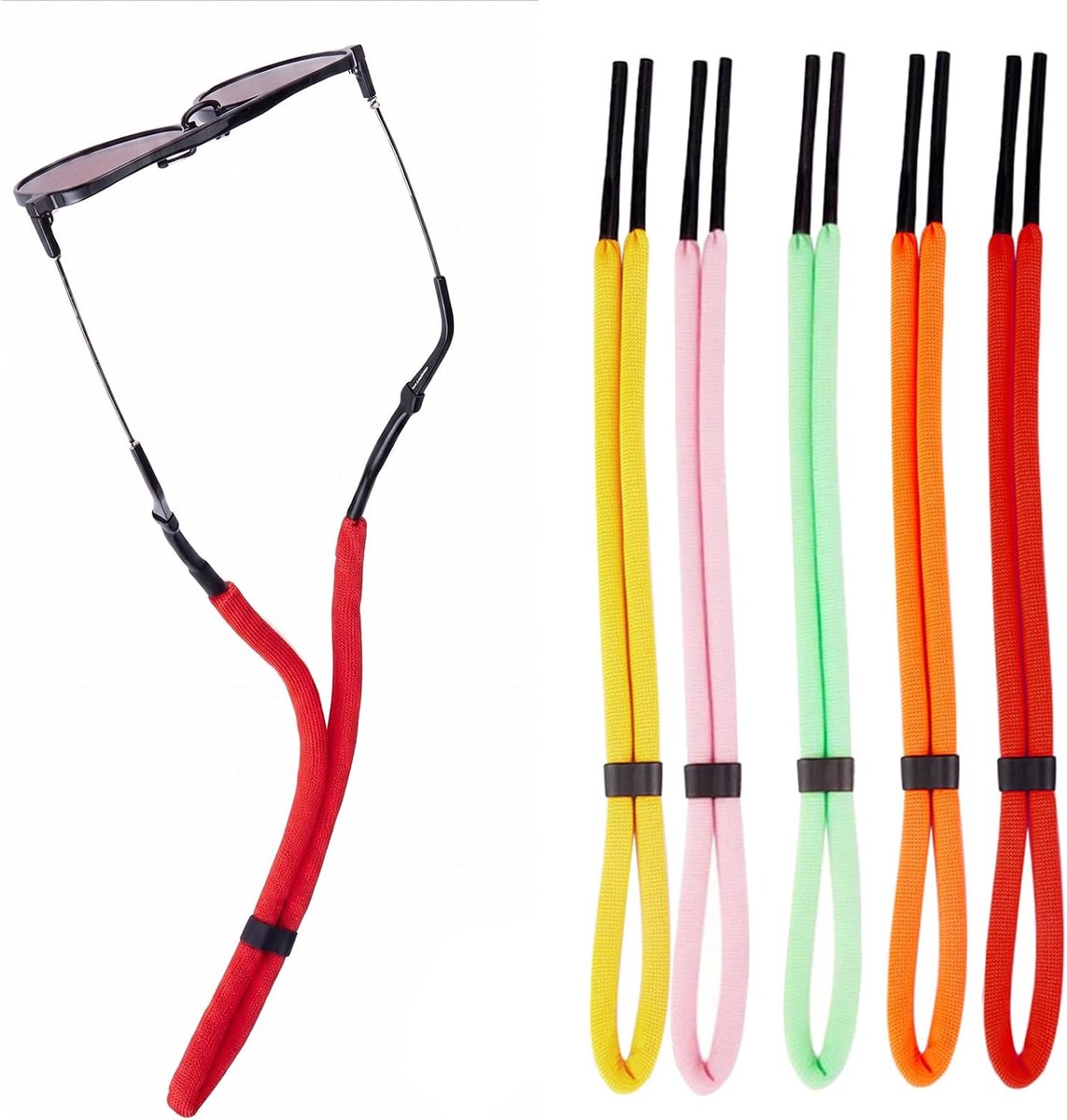 5 stuks premium drijvende sportbrilbanden, verstelbaar, drijvend, waterdicht, voor watersport, surfen, boottochten en kajakken, veilige grip voor heren en dames