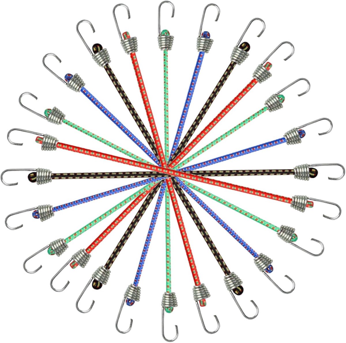 12 Stuks 10 Inch Bungee Koorden met Haken - Verstelbare Bungee Koorden voor Bagage, Fietsen en Tent Bevestiging