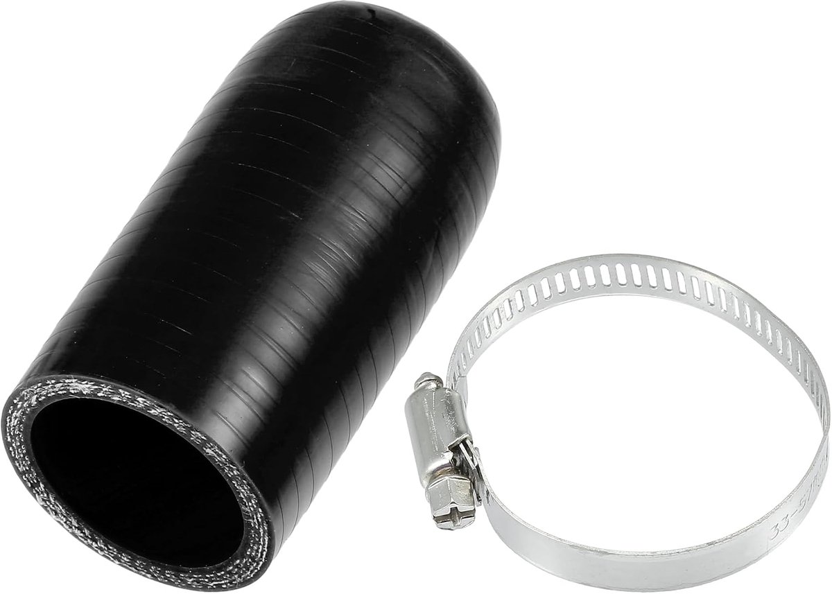 1 Set 35mm Silicone Stops for Vacuum Hose, with Clamp, for Passage, Coolant, Vacuum, Silicone, Black - ShopVlot