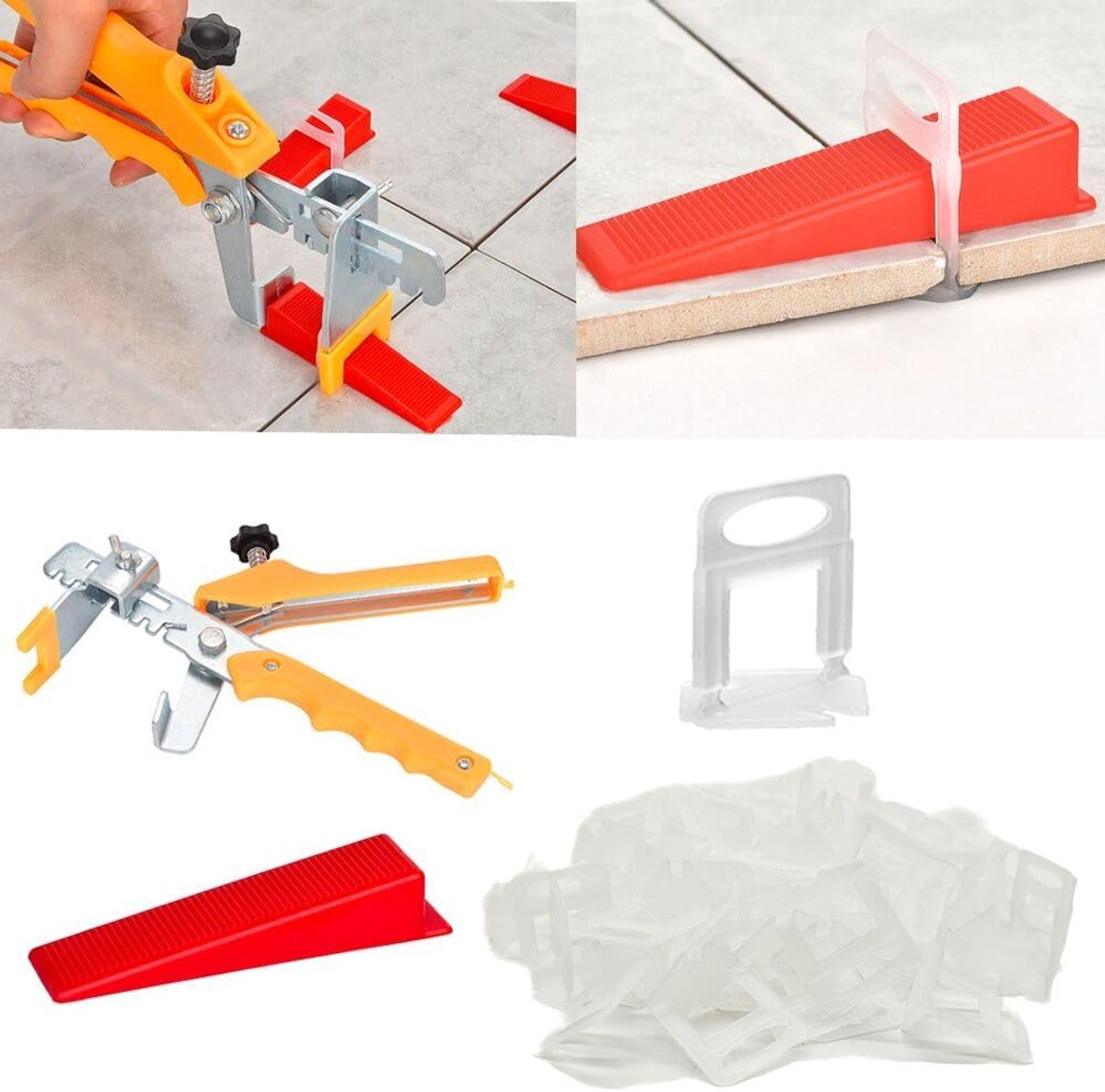 Tile Leveling System 1mm with Tile Pliers, 300 Pieces Tile Level Wedge Spacer and 100pcs Wedges with 1pcs Pliers, Tool - ShopVlot