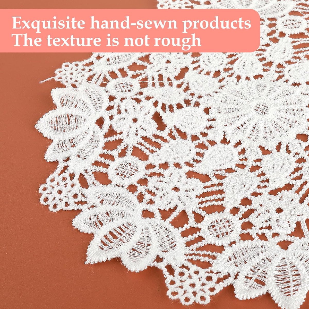 SnelShoppen - 6 Stuks Kleine Kanten Doilies Ronde Tafellopers Wit Gehaakte Tafelkleden Handgemaakt voor Bruiloften, Verjaardagsfeesten, Diner