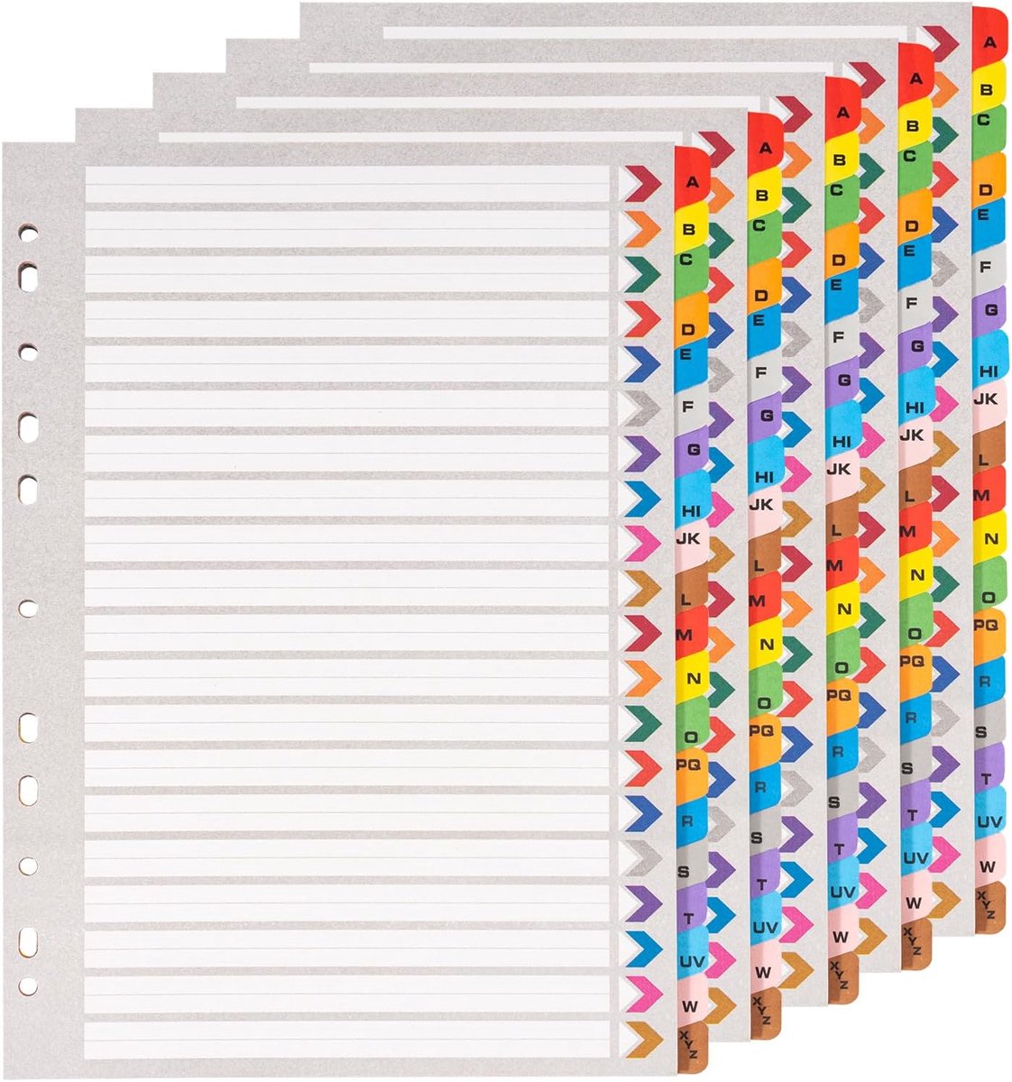 [5 pieces] Register for A4 A-Z folders, coloured folder, cardboard dividers - For school, office - ShopVlot
