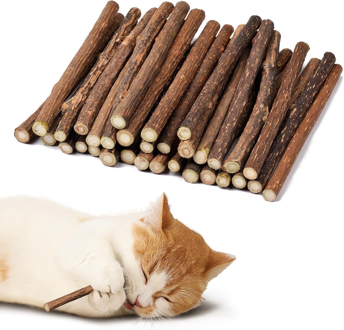 Thijox - 32-delige Natuurlijke Kattenkruidsticks voor Katten | Kauwsticks voor Gezonde Mondhygiëne | Matatabi Speelgoed voor Speelse Katten | Kattenkr