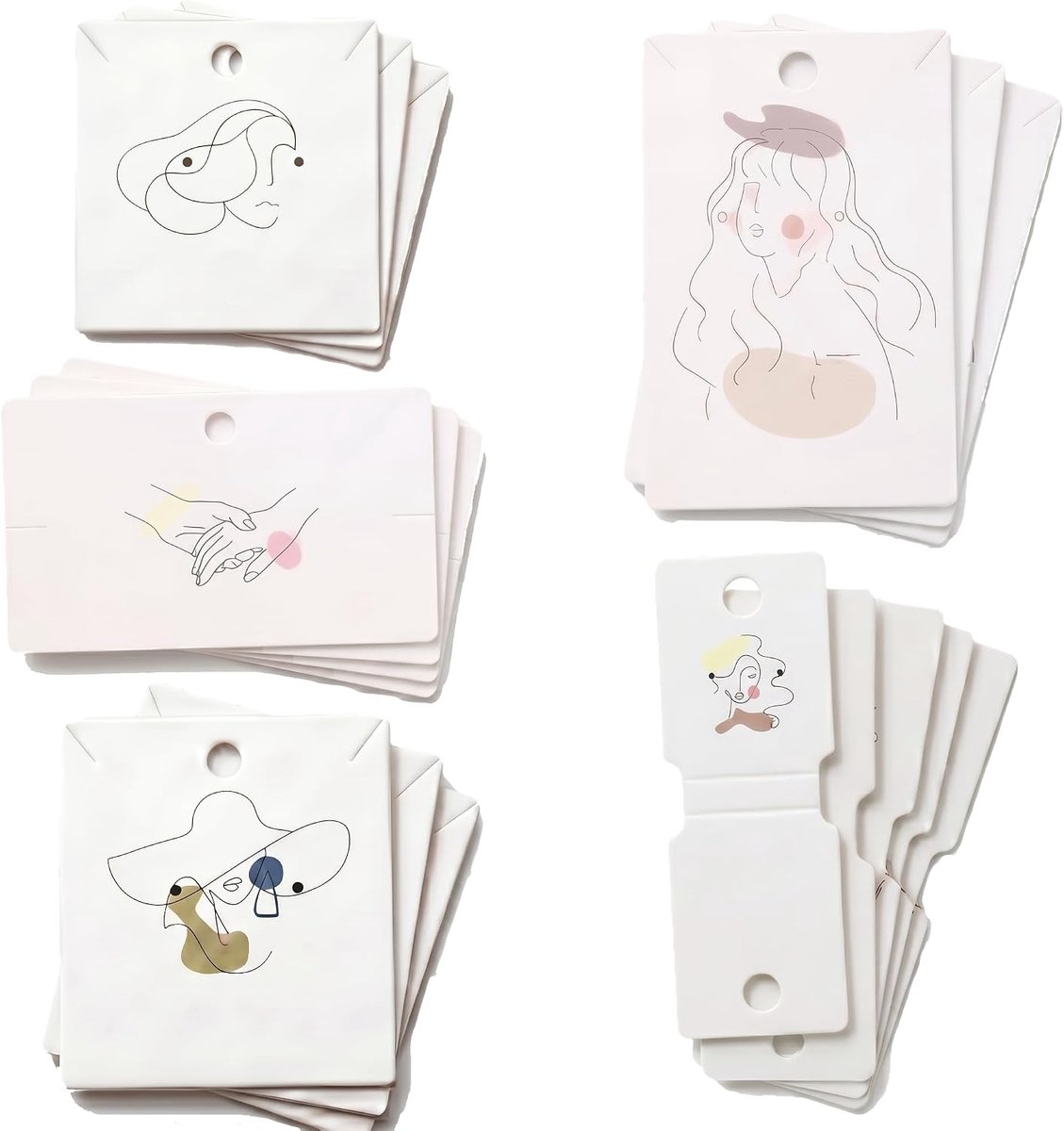 SnelShoppen - 100 Stuks Oorbellen en Ketting Display Kaarten, Houders van Gecoat Papier voor Sieraden, Oorbellen Display Kaarten, Voor Kettingen, Armb
