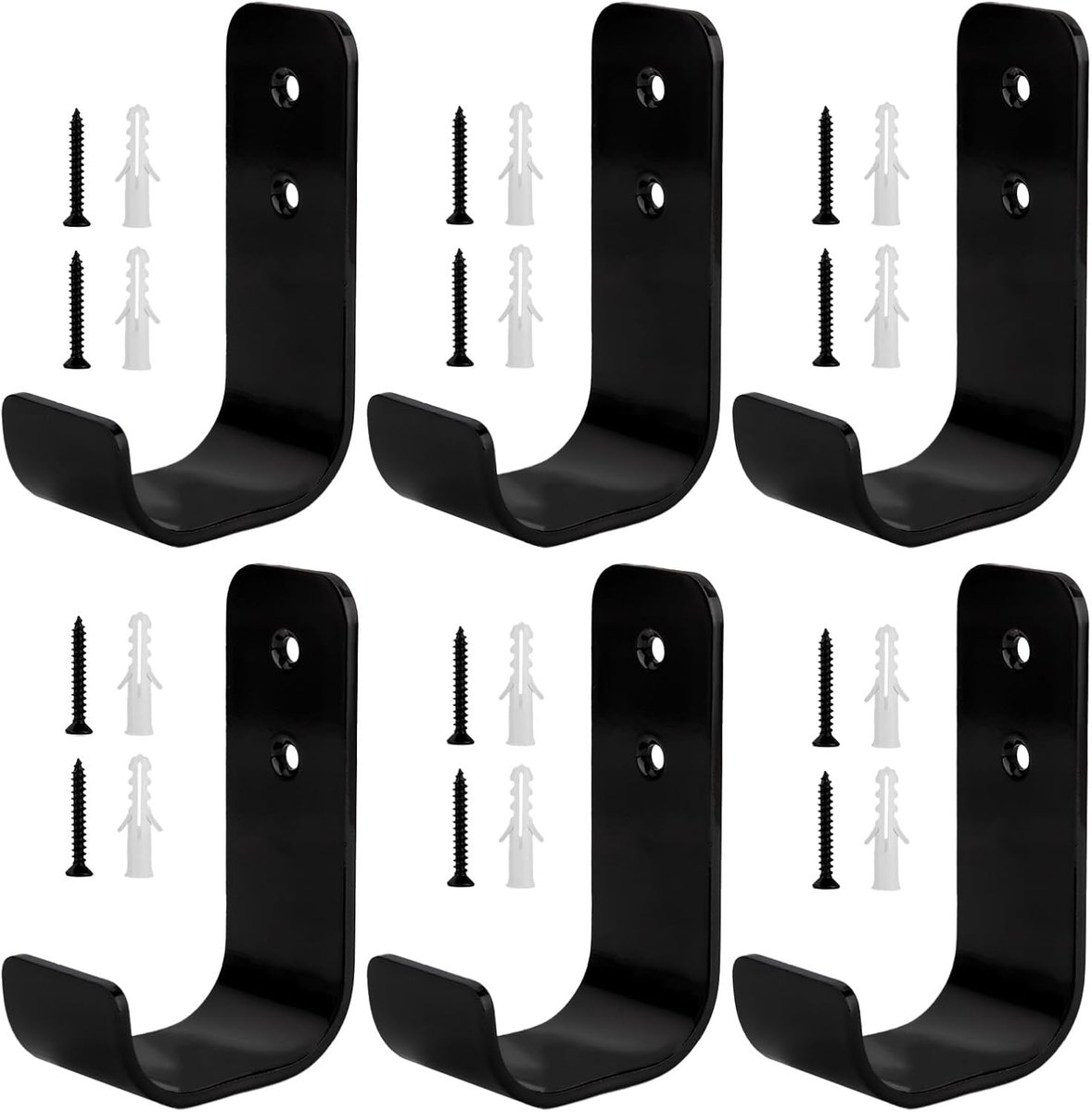 SnelShoppen - Heavy Duty Garage Haken voor Opslag, 6 Stuks Sterke Muurhaken voor Ophangen, J Haken, Gereedschapsopslag Haken, Utility Haken, Pegboard