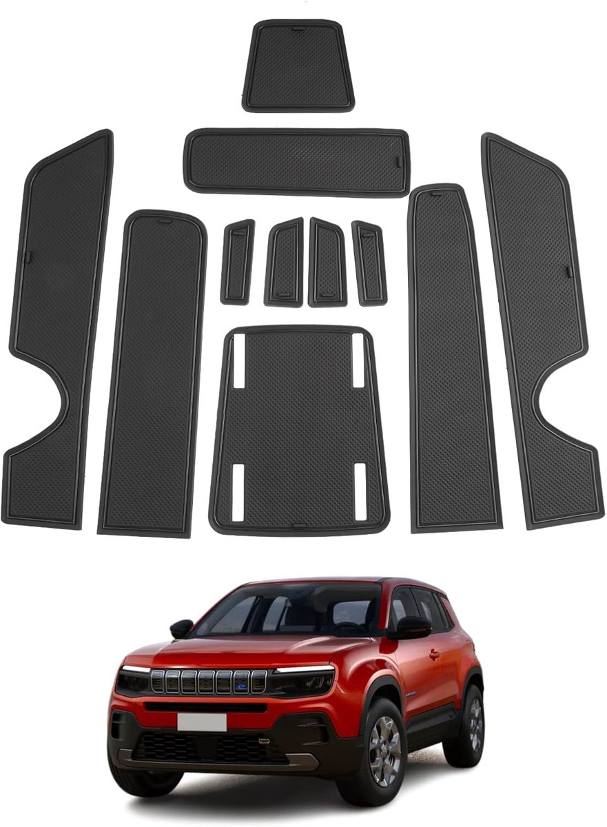 SHAOHAO rubberen matten voor Jeep Avenger 2023-2026, antislipset voor middenconsole, bekerhouder en - ShopVlot