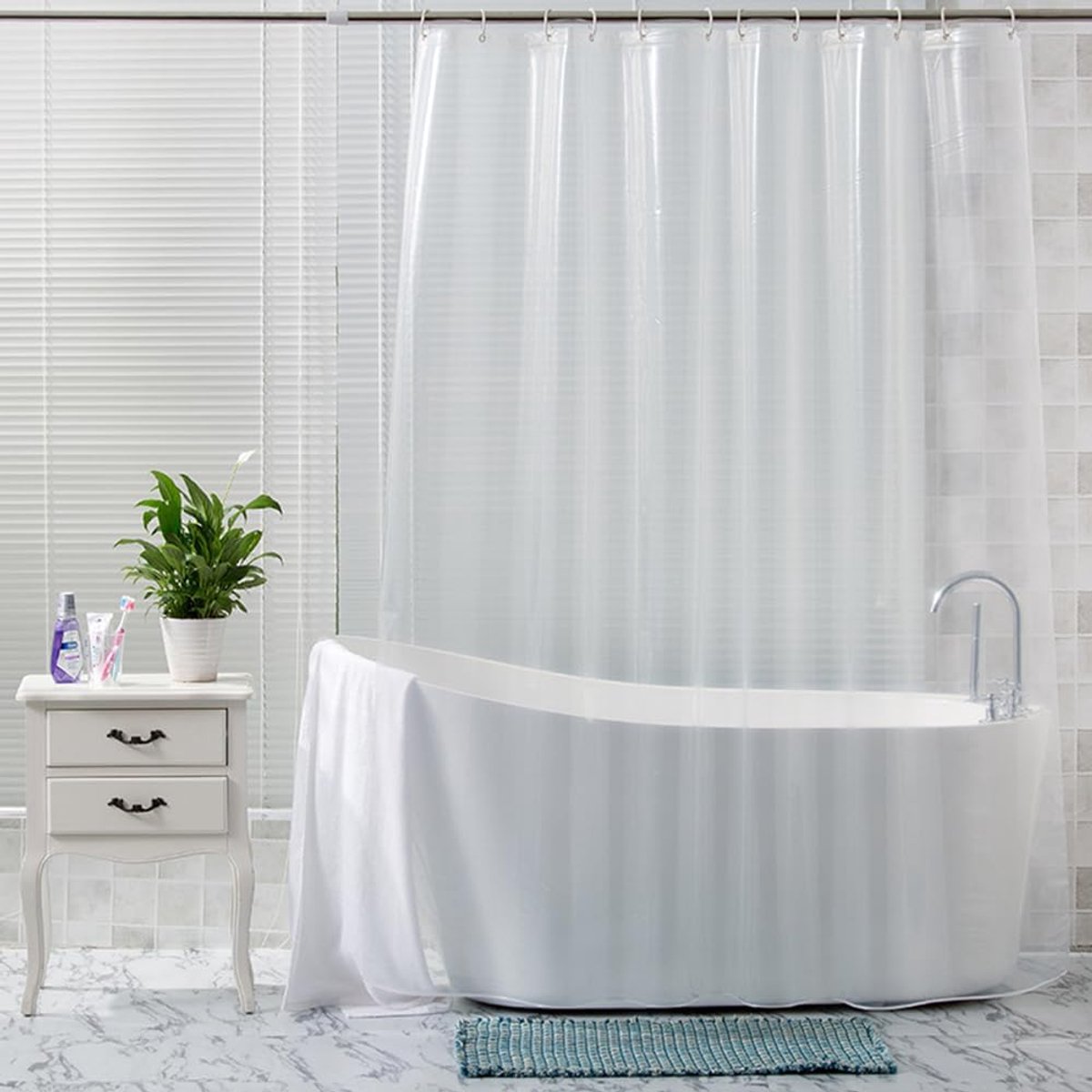 SnelShoppen - Transparante Douchegordijn 180x200cm - Waterdicht en Ademend - Polyethyleen - Geschikt voor Badkamer en Douche - Sneldrogend en Glad